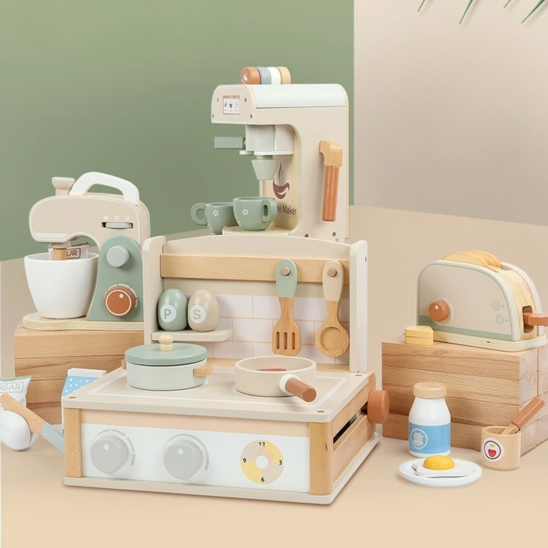 Wooden Kitchen Playset for Kids – Pretend Cooking Toy Set
