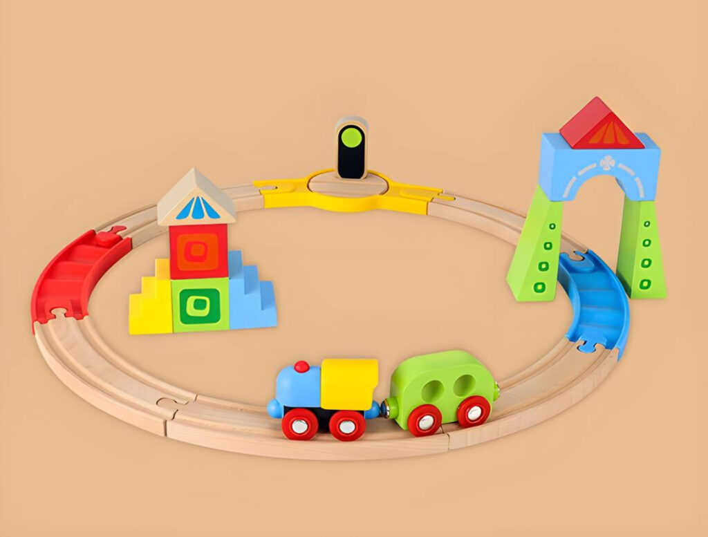 Wooden Train Track Puzzle Set for Kids – Creative Building Play