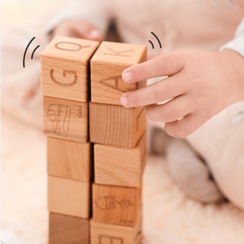 Magical Forest Large Natural Wooden Blocks – Alphabet & Number Learning Toy