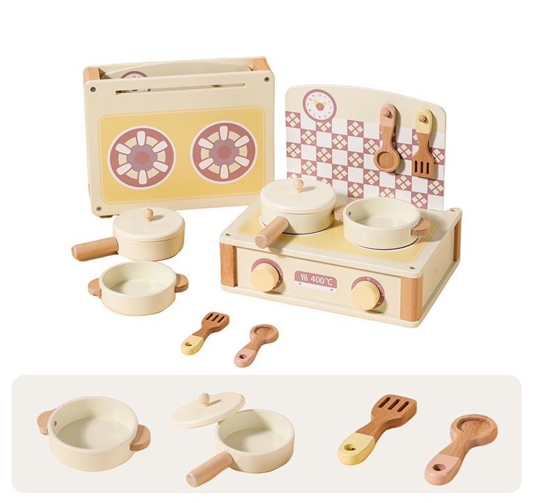 Kids Wooden Kitchen Playset – Customizable Mini Kitchen for Creative Play